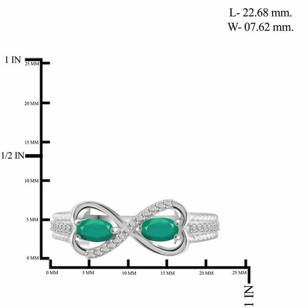 JewelonFire 1.80 Carat T.G.W. Emerald And 1/20 Carat T.W. White Diamond Sterling Silver 3 Piece Jewelry Set - Assorted Colors