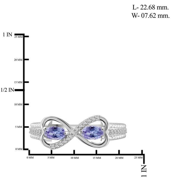 JewelonFire 1.90 Carat T.G.W. Tanzanite And 1/20 Carat T.W. White Diamond Sterling Silver 3 Piece Jewelry Set - Assorted Colors