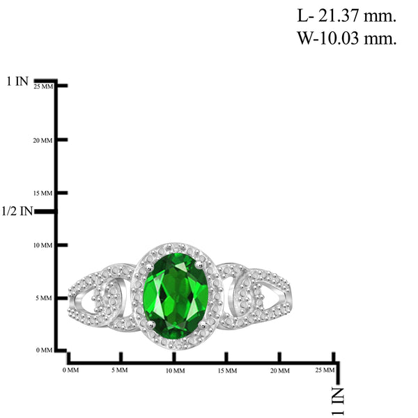 JewelonFire 4.00 Carat T.G.W. Chrome Diopside And 1/20 Carat T.W. White Diamond Sterling Silver 3 Piece Jewelry Set - Assorted Colors