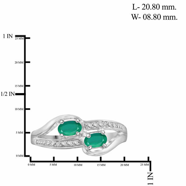 JewelonFire 1.80 Carat T.G.W. Emerald And 1/20 Carat T.W. White Diamond Sterling Silver 3 Piece Jewelry Set - Assorted Colors