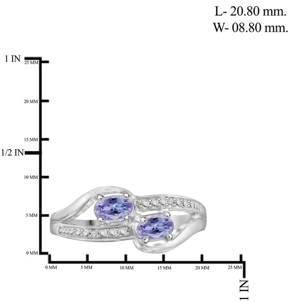 JewelonFire 1.90 Carat T.G.W. Tanzanite And 1/20 Carat T.W. White Diamond Sterling Silver 3 Piece Jewelry Set - Assorted Colors