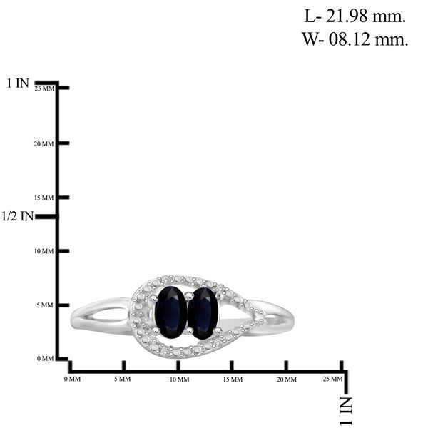 JewelonFire 2.50 Carat T.G.W. Sapphire And 1/20 Carat T.W. White Diamond Sterling Silver 3 Piece Jewelry Set - Assorted Colors