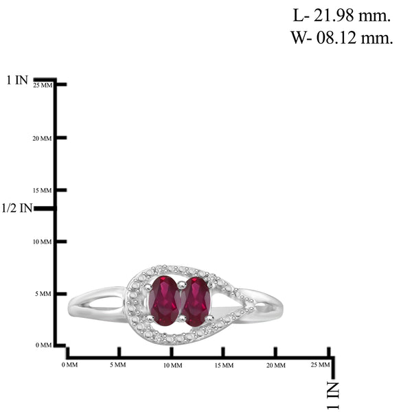 JewelonFire 2.00 Carat T.G.W. Ruby And 1/20 Carat T.W. White Diamond Sterling Silver 3 Piece Jewelry Set - Assorted Colors