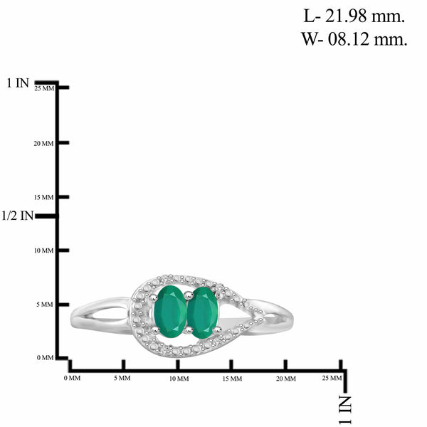 JewelonFire 1.80 Carat T.G.W. Emerald And 1/20 Carat T.W. White Diamond Sterling Silver 3 Piece Jewelry Set - Assorted Colors