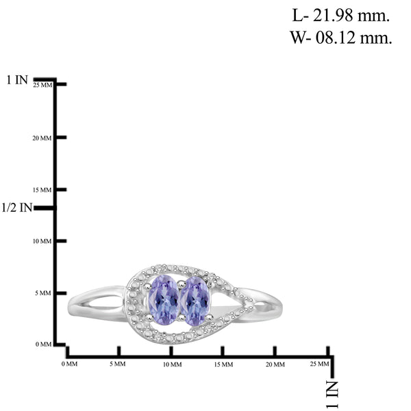 JewelonFire 1.90 Carat T.G.W. Tanzanite And 1/20 Carat T.W. White Diamond Sterling Silver 3 Piece Jewelry Set - Assorted Colors