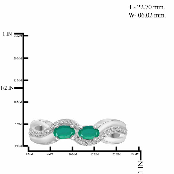 JewelonFire 1.80 Carat T.G.W. Emerald And 1/20 Carat T.W. White Diamond Sterling Silver 3 Piece Jewelry Set - Assorted Colors