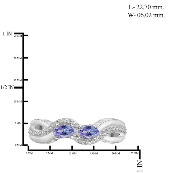 JewelonFire 1.90 Carat T.G.W. Tanzanite And 1/20 Carat T.W. White Diamond Sterling Silver 3 Piece Jewelry Set - Assorted Colors