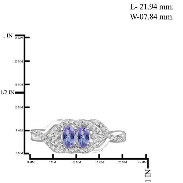 JewelonFire 1.90 Carat T.G.W. Tanzanite And 1/20 Carat T.W. White Diamond Sterling Silver 3 Piece Jewelry Set - Assorted Colors