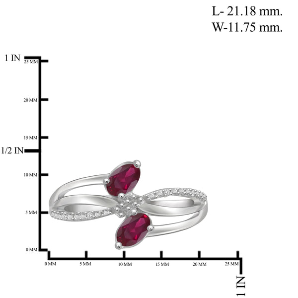 JewelonFire 2.00 Carat T.G.W. Ruby And 1/20 Carat T.W. White Diamond Sterling Silver 3 Piece Jewelry Set - Assorted Colors