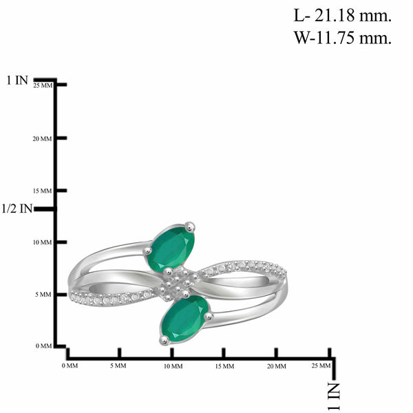 JewelonFire 1.80 Carat T.G.W. Emerald And 1/20 Carat T.W. White Diamond Sterling Silver 3 Piece Jewelry Set - Assorted Colors