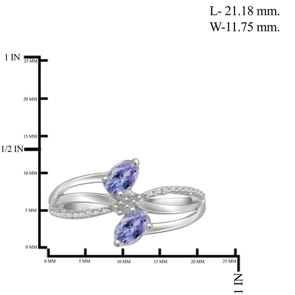 JewelonFire 1.90 Carat T.G.W. Tanzanite And 1/20 Carat T.W. White Diamond Sterling Silver 3 Piece Jewelry Set - Assorted Colors