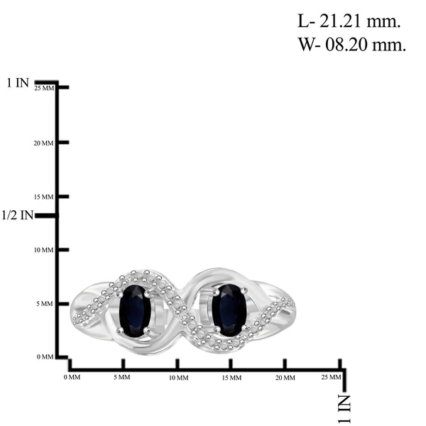 JewelonFire 2.50 Carat T.G.W. Sapphire And 1/20 Carat T.W. White Diamond Sterling Silver 3 Piece Jewelry Set - Assorted Colors