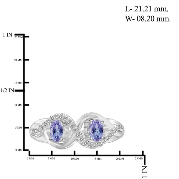 JewelonFire 1.90 Carat T.G.W. Tanzanite And 1/20 Carat T.W. White Diamond Sterling Silver 3 Piece Jewelry Set - Assorted Colors