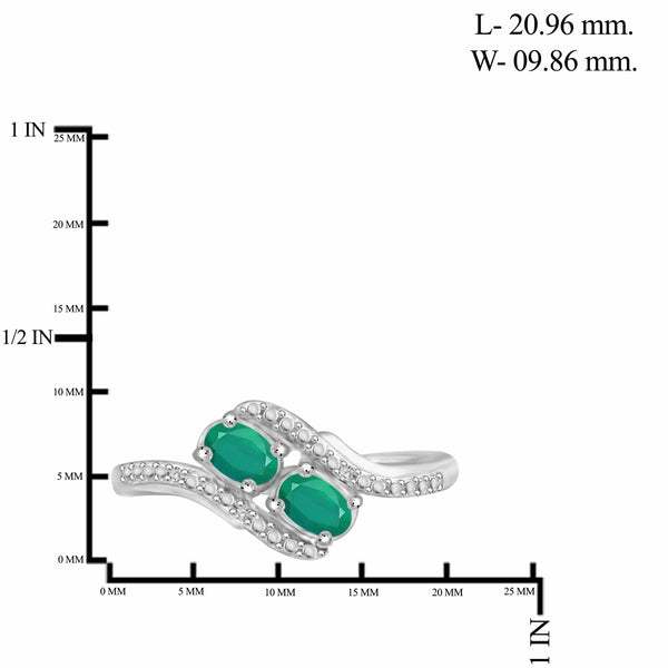 JewelonFire 1.80 Carat T.G.W. Emerald And 1/20 Carat T.W. White Diamond Sterling Silver 3 Piece Jewelry Set - Assorted Colors