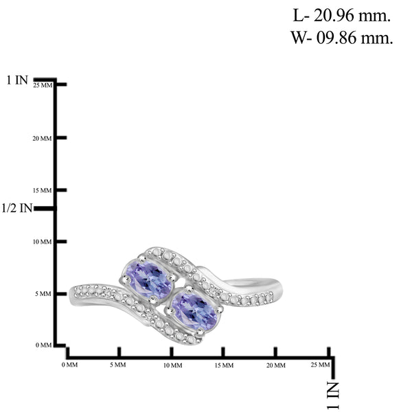 JewelonFire 1.90 Carat T.G.W. Tanzanite And 1/20 Carat T.W. White Diamond Sterling Silver 3 Piece Jewelry Set - Assorted Colors