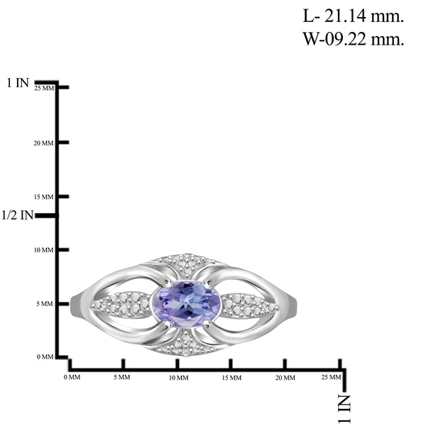 JewelonFire 1.30 Carat T.G.W. Tanzanite And 1/20 Carat T.W. White Diamond Sterling Silver 3 Piece Jewelry Set - Assorted Colors