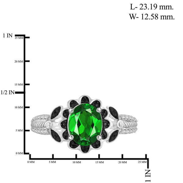 JewelonFire 4.70 Carat T.G.W. Chrome Diopside And 1/20 Carat T.W. Black & White Diamond Sterling Silver 3 Piece Jewelry Set - Assorted Colors