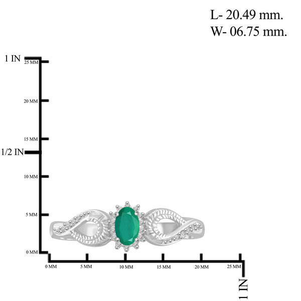 JewelonFire 2.90 Carat T.G.W. Emerald And 1/10 Carat T.W. White Diamond Sterling Silver 4 Piece Jewelry Set - Assorted Colors