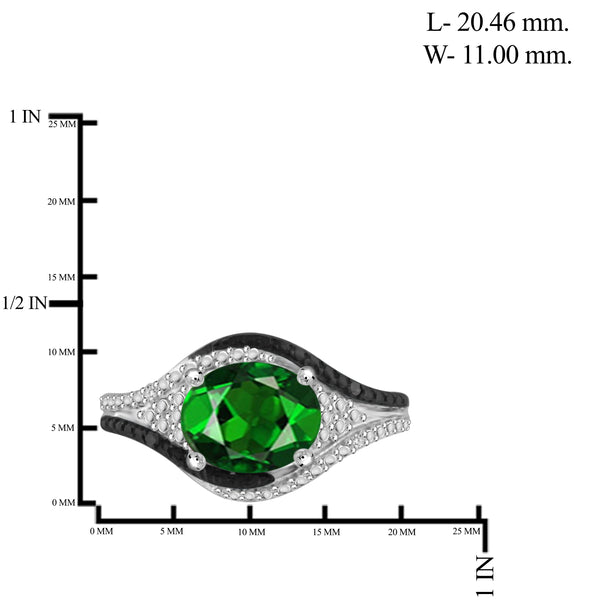 JewelonFire 4.20 Carat T.G.W. Chrome Diopside And 1/10 Carat T.W. Black & White Diamond Sterling Silver 3 Piece Jewelry Set - Assorted Colors