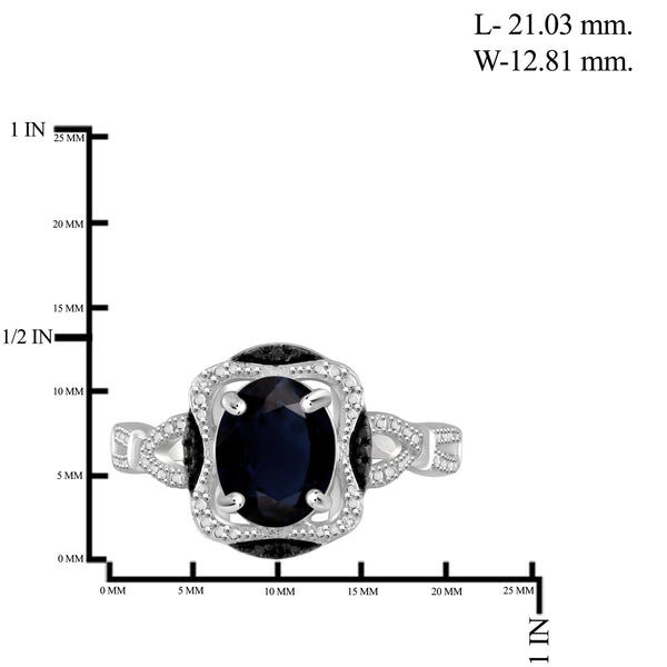 JewelonFire 6.00 Carat T.G.W. Sapphire And 1/20 Carat T.W. Black & White Diamond Sterling Silver 3 Piece Jewelry Set - Assorted Colors