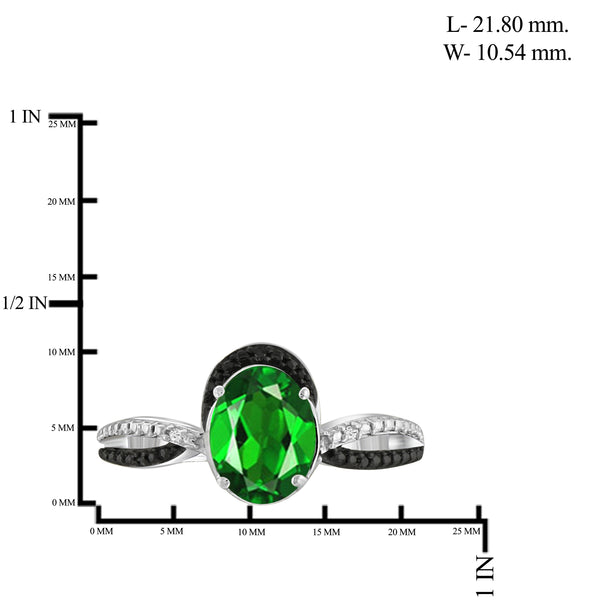 JewelonFire 4.70 Carat T.G.W. Chrome Diopside And 1/20 Carat T.W. Black & White Diamond Sterling Silver 3 Piece Jewelry Set - Assorted Colors