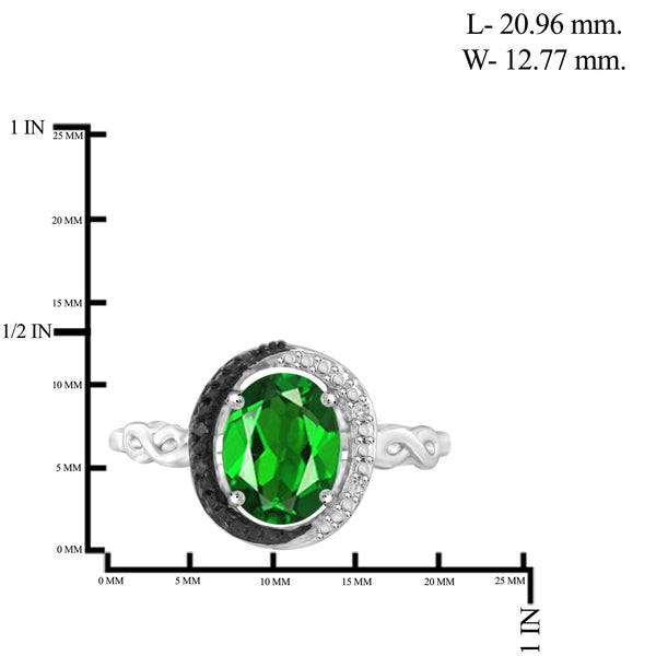 JewelonFire 4.20 Carat T.G.W. Chrome Diopside And 1/20 Carat T.W. Black & White Diamond Sterling Silver 3 Piece Jewelry Set - Assorted Colors