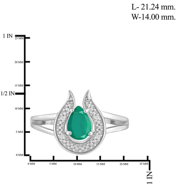 JewelonFire 0.70 Carat T.G.W. Emerald And Accent White Diamond Sterling Silver Ring - Assorted Colors