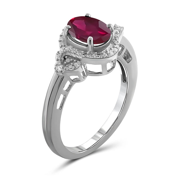 JewelonFire 1.95 Carat T.G.W. Ruby And Accent White Diamond Sterling Silver Ring - Assorted Colors