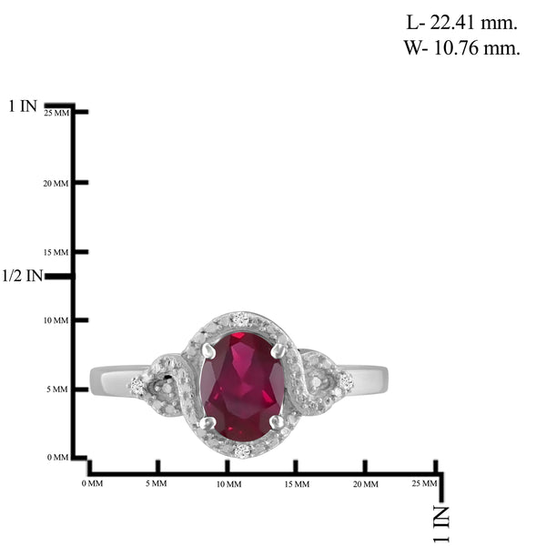 JewelonFire 1.95 Carat T.G.W. Ruby And Accent White Diamond Sterling Silver Ring - Assorted Colors