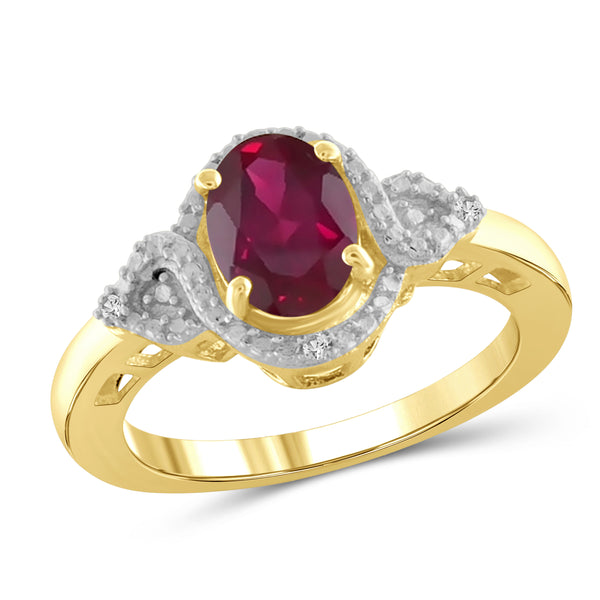 JewelonFire 1.95 Carat T.G.W. Ruby And Accent White Diamond Sterling Silver Ring - Assorted Colors