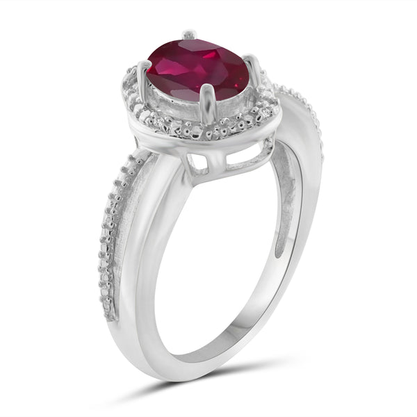 JewelonFire 1.95 Carat T.G.W. Ruby And Accent White Diamond Sterling Silver Ring - Assorted Colors