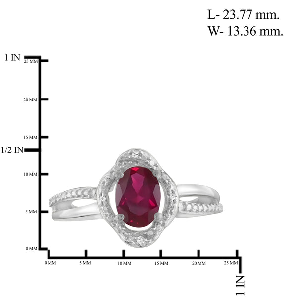 JewelonFire 1.95 Carat T.G.W. Ruby And Accent White Diamond Sterling Silver Ring - Assorted Colors