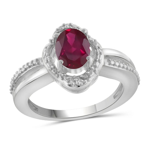 JewelonFire 1.95 Carat T.G.W. Ruby And Accent White Diamond Sterling Silver Ring - Assorted Colors