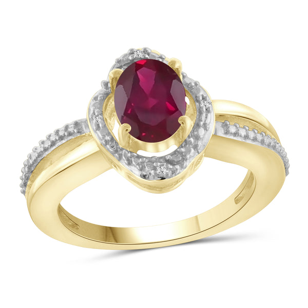 JewelonFire 1.95 Carat T.G.W. Ruby And Accent White Diamond Sterling Silver Ring - Assorted Colors