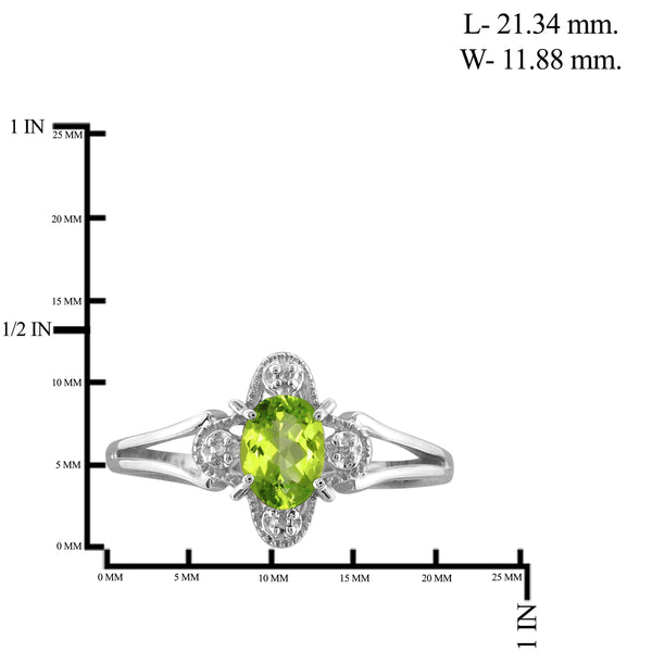 JewelonFire 3/4 Carat T.G.W. Peridot And White Diamond Accent Sterling Silver Ring - Assorted Colors