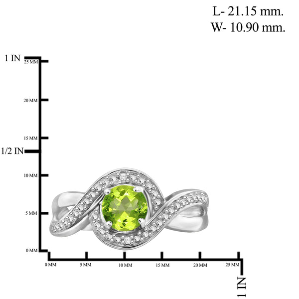 JewelonFire 3/4 Carat T.G.W. Peridot And White Diamond Accent Sterling Silver Ring - Assorted Colors