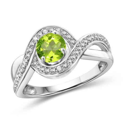 JewelonFire 3/4 Carat T.G.W. Peridot And White Diamond Accent Sterling Silver Ring - Assorted Colors