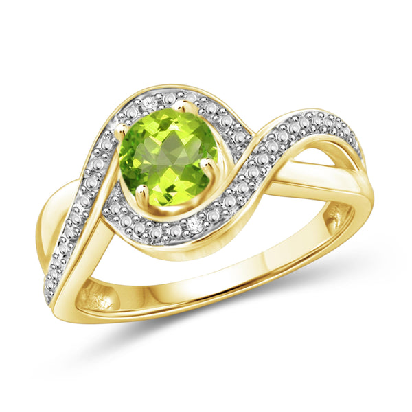 JewelonFire 3/4 Carat T.G.W. Peridot And White Diamond Accent Sterling Silver Ring - Assorted Colors