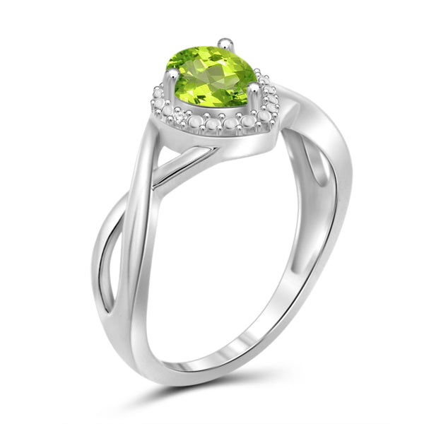 JewelonFire 3/4 Carat T.G.W. Peridot And White Diamond Accent Sterling Silver Ring - Assorted Colors