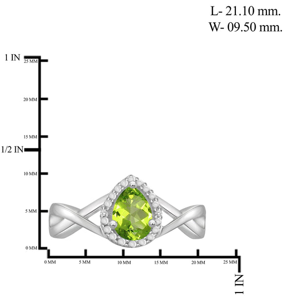 JewelonFire 3/4 Carat T.G.W. Peridot And White Diamond Accent Sterling Silver Ring - Assorted Colors