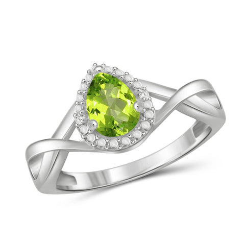 JewelonFire 3/4 Carat T.G.W. Peridot And White Diamond Accent Sterling Silver Ring - Assorted Colors