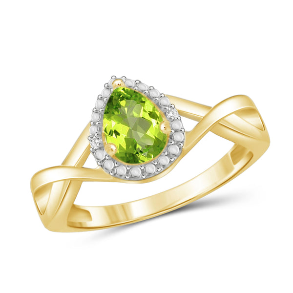 JewelonFire 3/4 Carat T.G.W. Peridot And White Diamond Accent Sterling Silver Ring - Assorted Colors