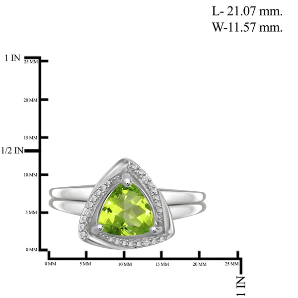 JewelonFire 1 1/2 Carat T.G.W. Peridot And White Diamond Accent Sterling Silver Ring - Assorted Colors