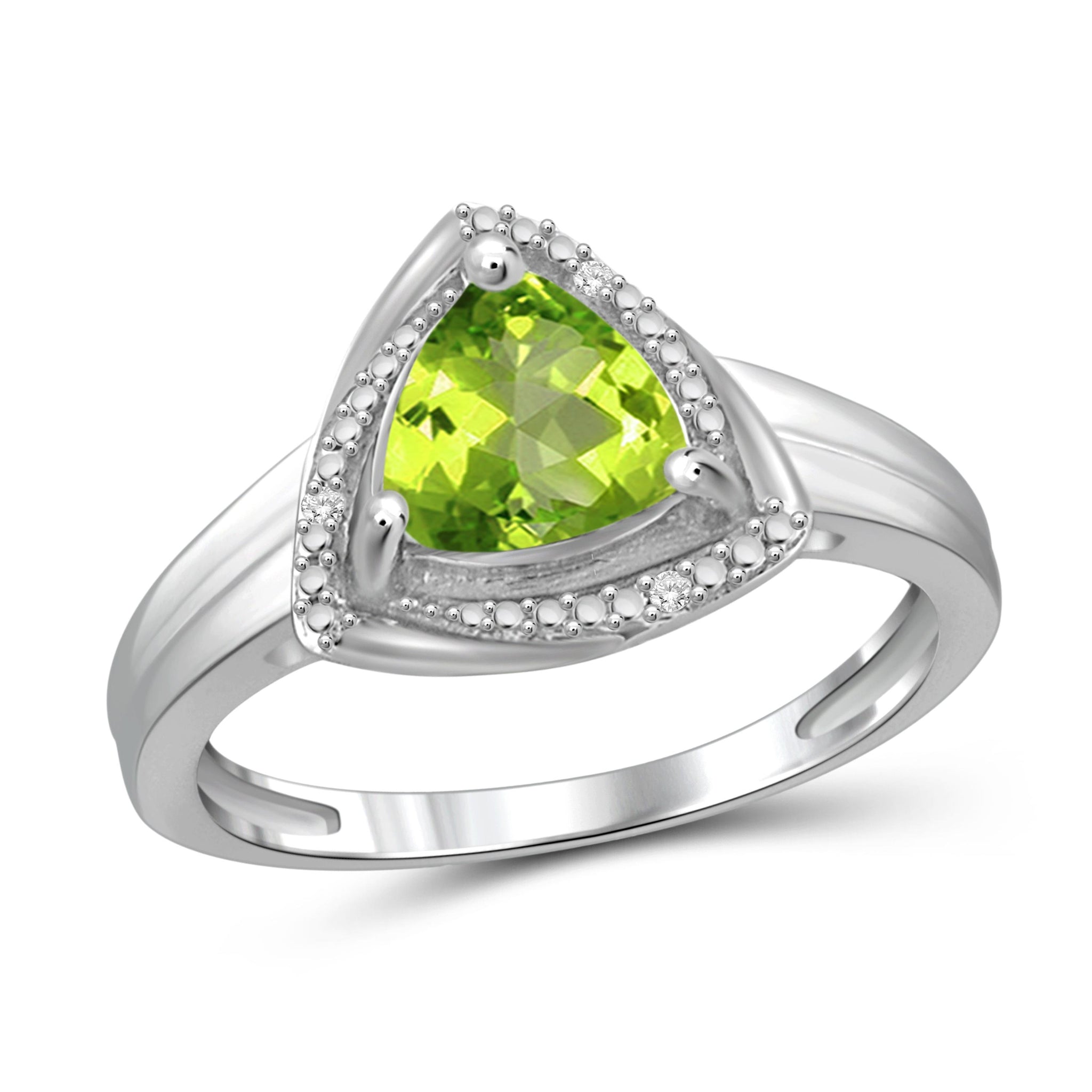 JewelonFire 1 1/2 Carat T.G.W. Peridot And White Diamond Accent Sterling Silver Ring - Assorted Colors