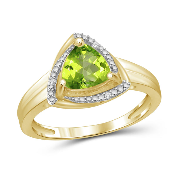 JewelonFire 1 1/2 Carat T.G.W. Peridot And White Diamond Accent Sterling Silver Ring - Assorted Colors