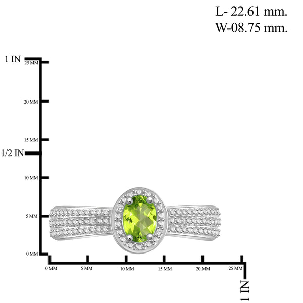 JewelonFire 1/2 Carat T.G.W. Peridot And White Diamond Accent Sterling Silver Ring - Assorted Colors