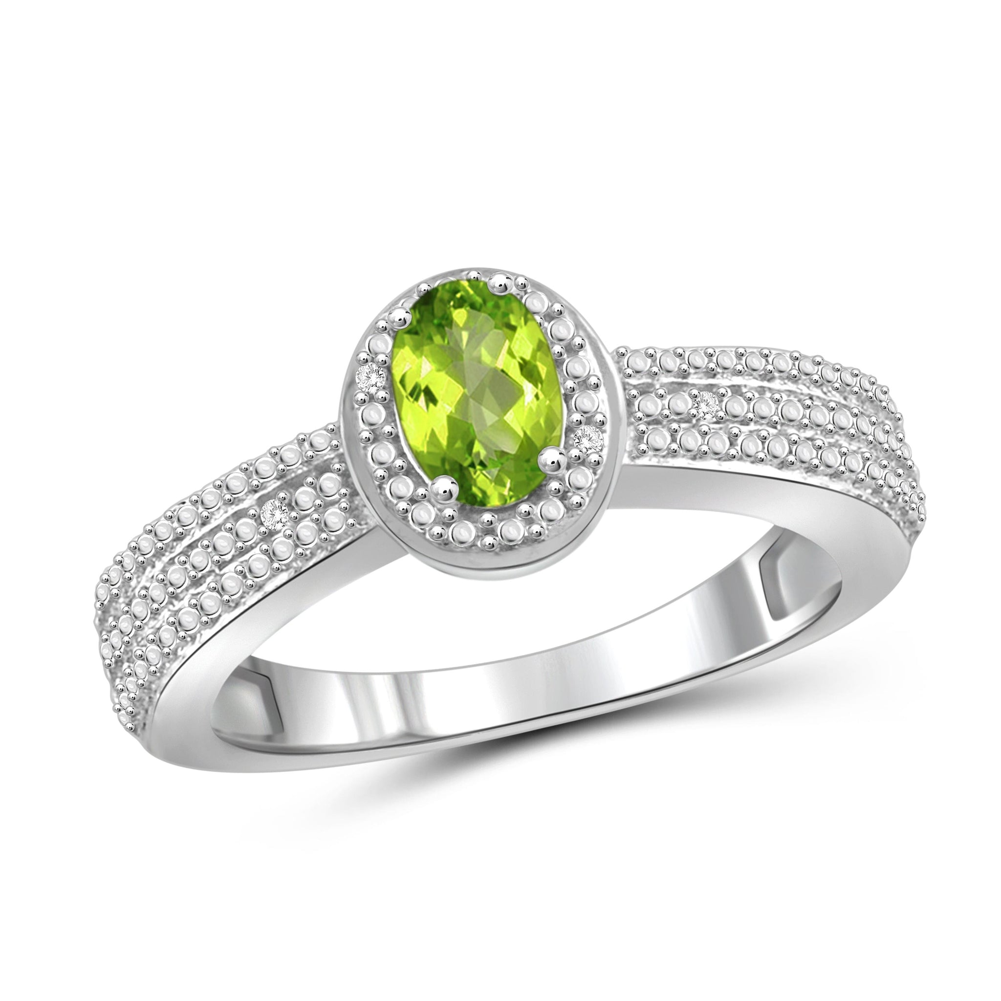 JewelonFire 1/2 Carat T.G.W. Peridot And White Diamond Accent Sterling Silver Ring - Assorted Colors