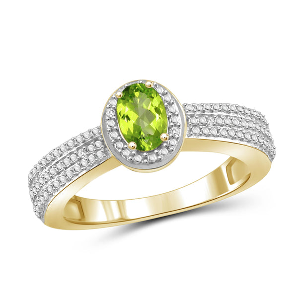 JewelonFire 1/2 Carat T.G.W. Peridot And White Diamond Accent Sterling Silver Ring - Assorted Colors