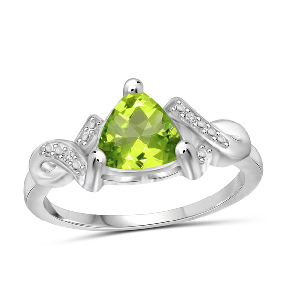 JewelonFire 1 1/2 Carat T.G.W. Peridot And White Diamond Accent Sterling Silver Ring - Assorted Colors