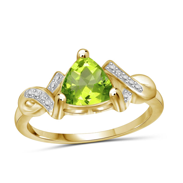 JewelonFire 1 1/2 Carat T.G.W. Peridot And White Diamond Accent Sterling Silver Ring - Assorted Colors